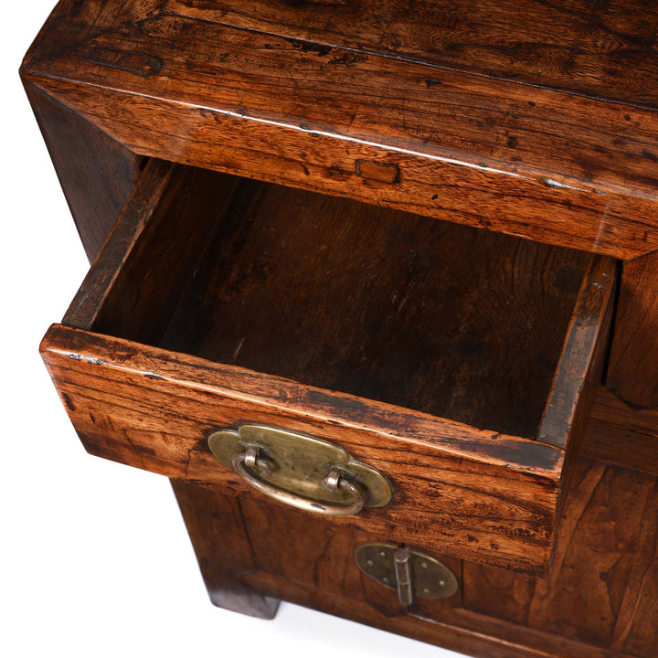 Open Drawer View Of Elm & Catalpa Sideboard From Tianjin - 19thC | Indigo Antiques