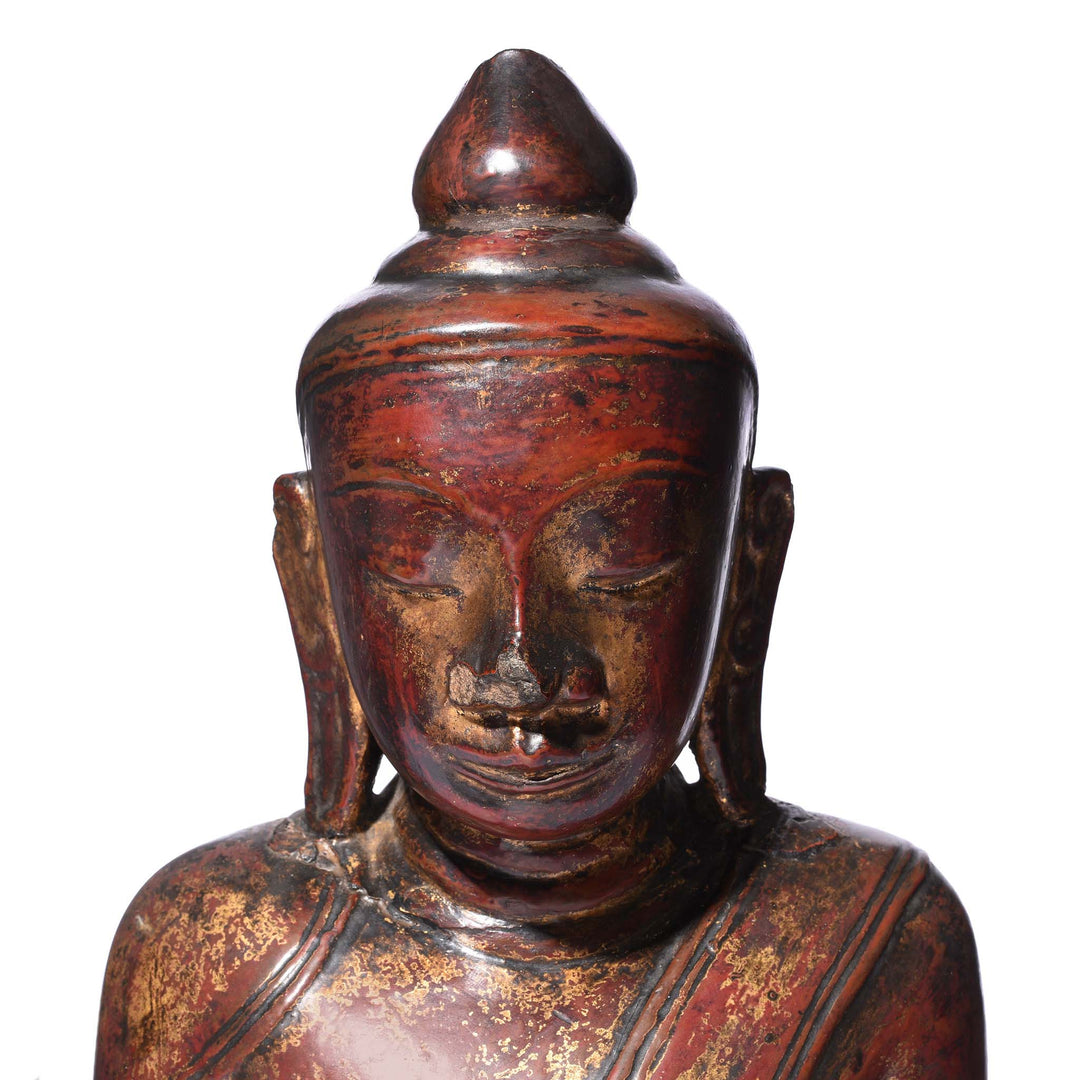 Detail From Stone Burmese Buddha In Bhumisparsha Mudra - 18thC | Indigo Antiques