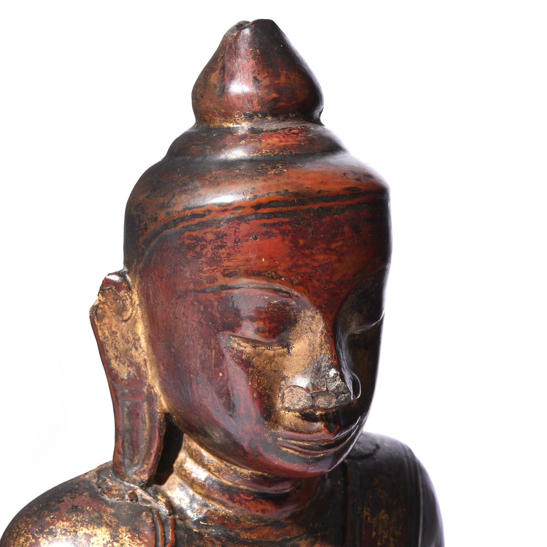 Facial View Of Stone Burmese Buddha In Bhumisparsha Mudra - 18thC | Indigo Antiques