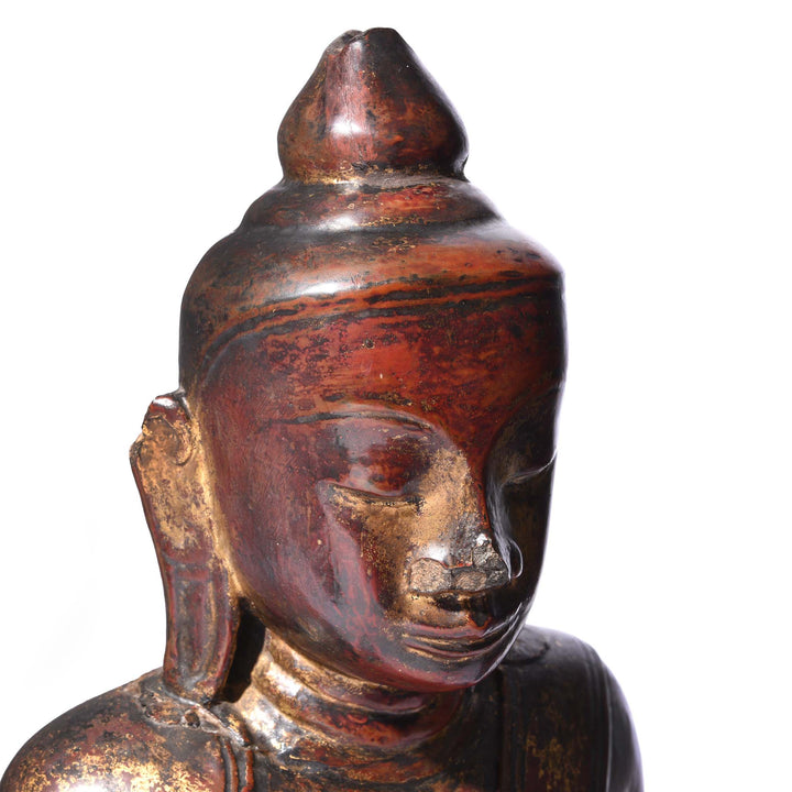 Facial View Of Stone Burmese Buddha In Bhumisparsha Mudra - 18thC | Indigo Antiques