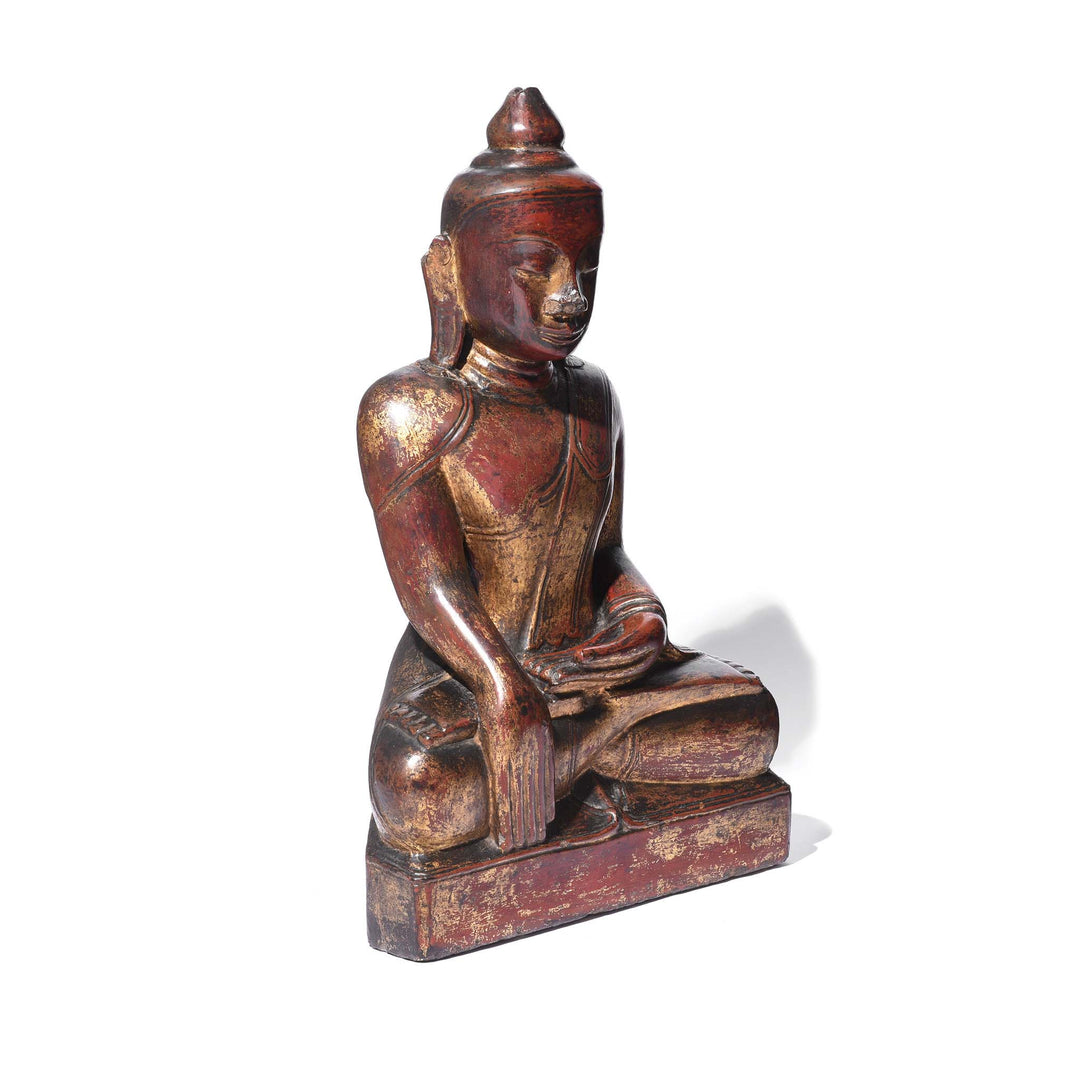 Angled View Of Stone Burmese Buddha In Bhumisparsha Mudra - 18thC | Indigo Antiques
