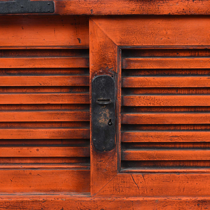 Latch Detail From Orange Painted Japanese Choba Dansu - Taishō Period | Indigo Antiques