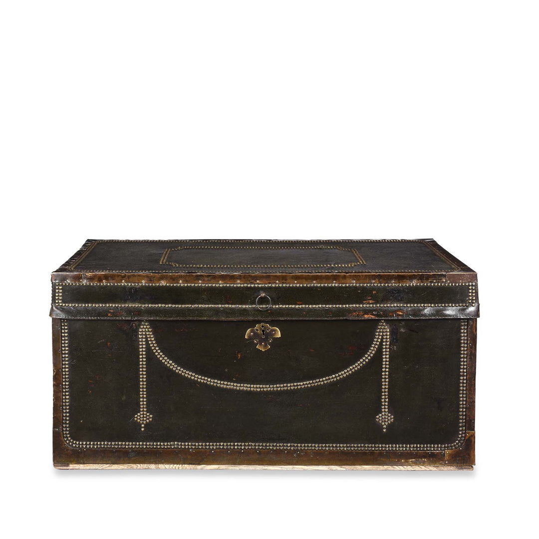 Painted Leather Camphor Trunk - Early 19thC | INDIGO ANTIQUES
