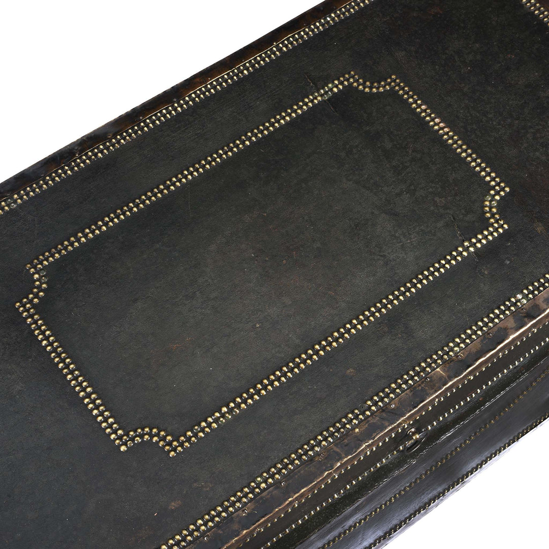 Top Of Painted Leather Camphor Trunk - Early 19thC | INDIGO ANTIQUES