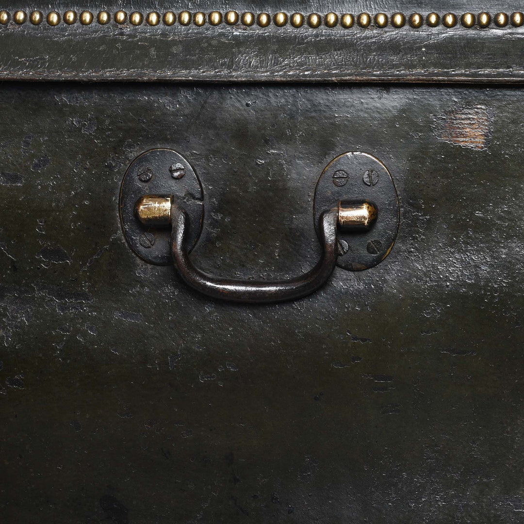Handle Detail From Painted Leather Camphor Trunk - Early 19thC | INDIGO ANTIQUES