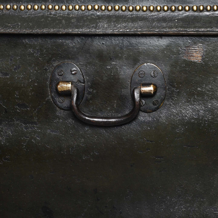 Handle Detail From Painted Leather Camphor Trunk - Early 19thC | INDIGO ANTIQUES