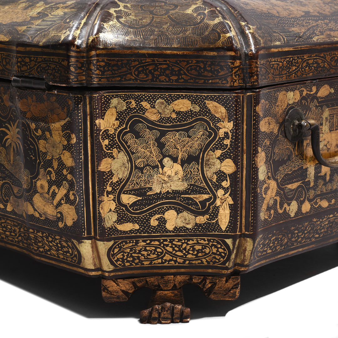 Detail From Chinoiserie Lacquer Sewing Box - Qing Dynasty Early 19thC | Indigo Antiques