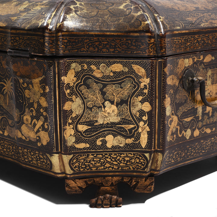 Detail From Chinoiserie Lacquer Sewing Box - Qing Dynasty Early 19thC | Indigo Antiques