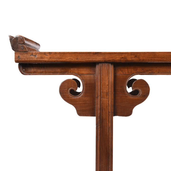 Corner Detail From Walnut Chinese Altar Table From Gansu Province - 19thC | Indigo Antiques