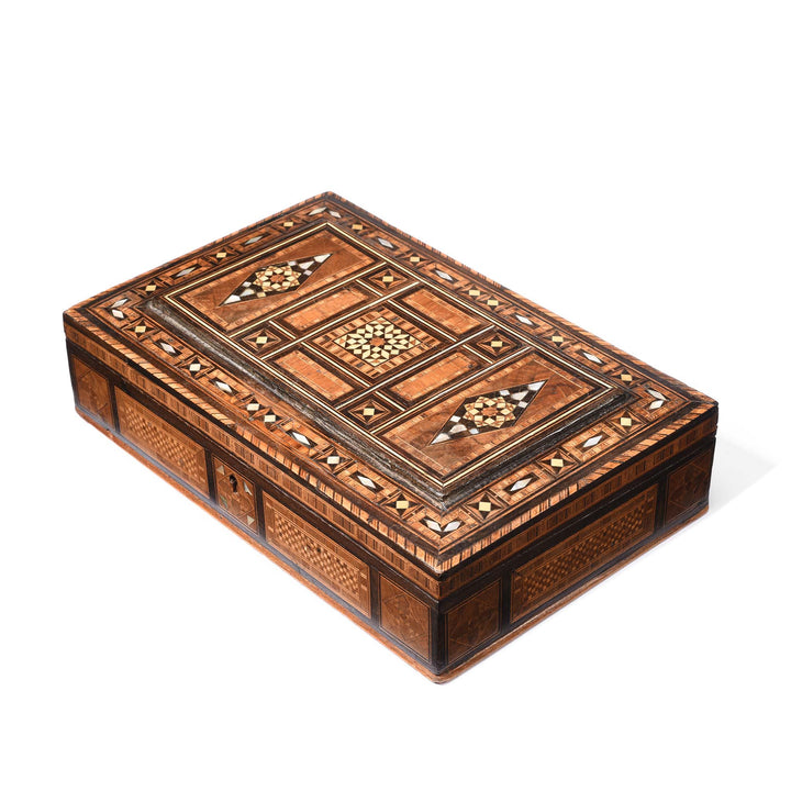 Angled View Of Jewellery Box Made From Burr Rosewood | Indigo Antiques
