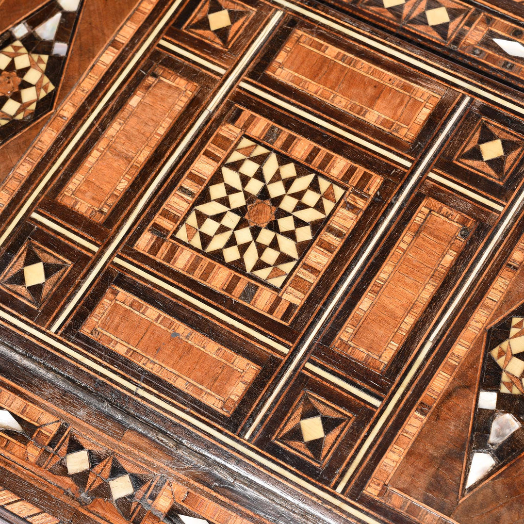 Top Detail From Jewellery Box Made From Burr Rosewood | Indigo Antiques