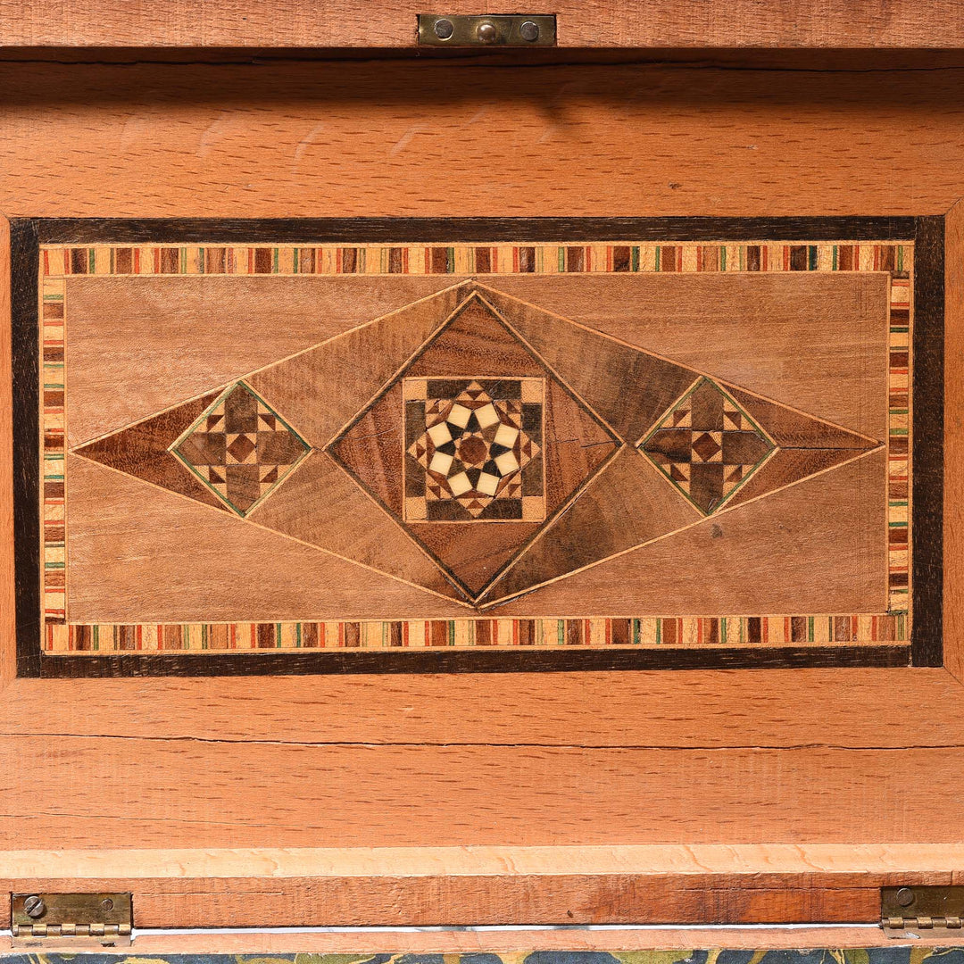 Interior Lid Detail From Jewellery Box Made From Burr Rosewood | Indigo Antiques