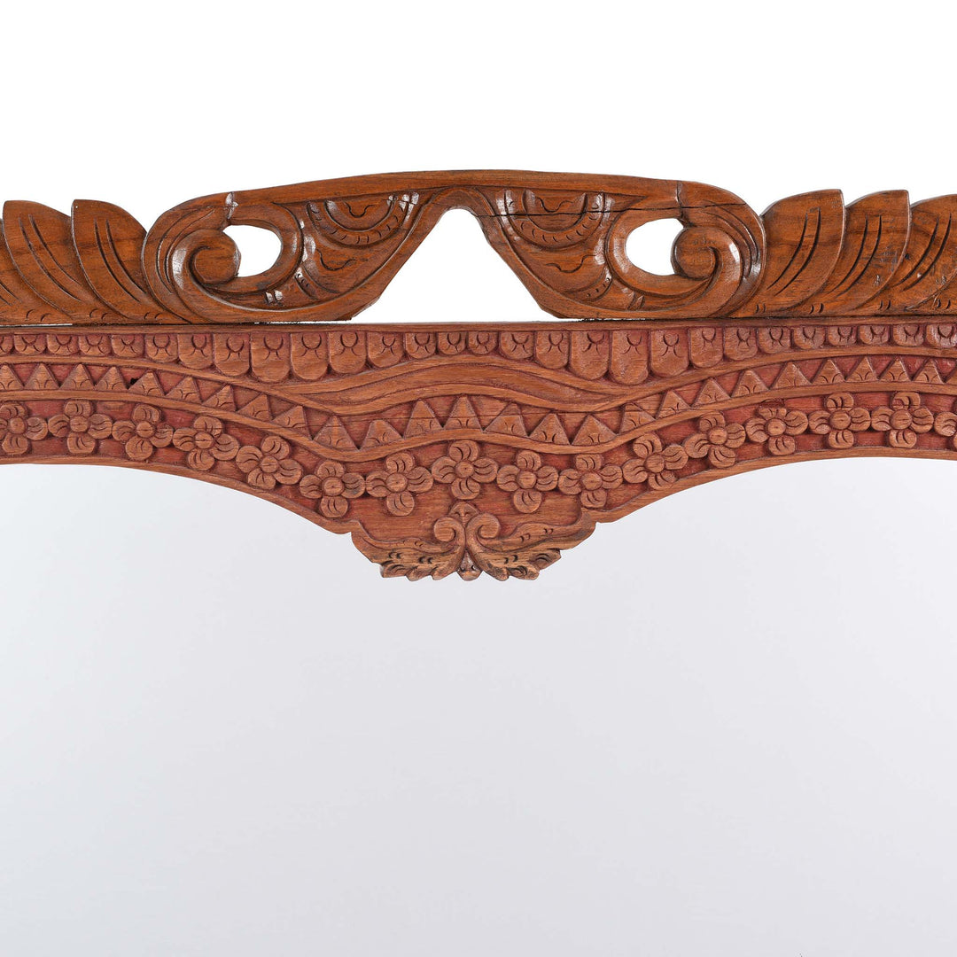 Carving Detail From Carved Indian Teak Mirror | Indigo Antiques