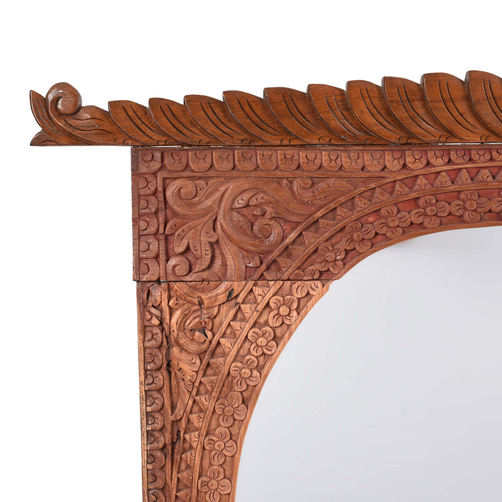 Corner Detail From Carved Indian Teak Mirror | Indigo Antiques