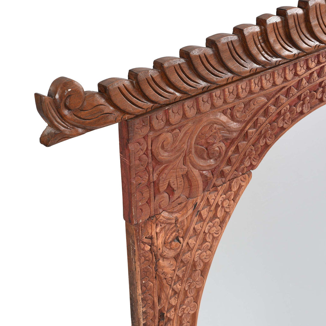 Depth Detail Of Carved Indian Teak Mirror | Indigo Antiques