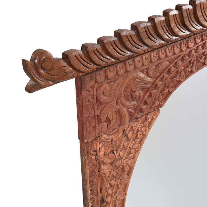 Depth Detail Of Carved Indian Teak Mirror | Indigo Antiques
