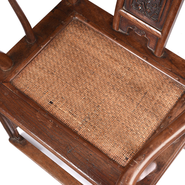 Rattan Detail From Chinese Elm Horseshoe Chair - Late 19thC | Indigo Antiques