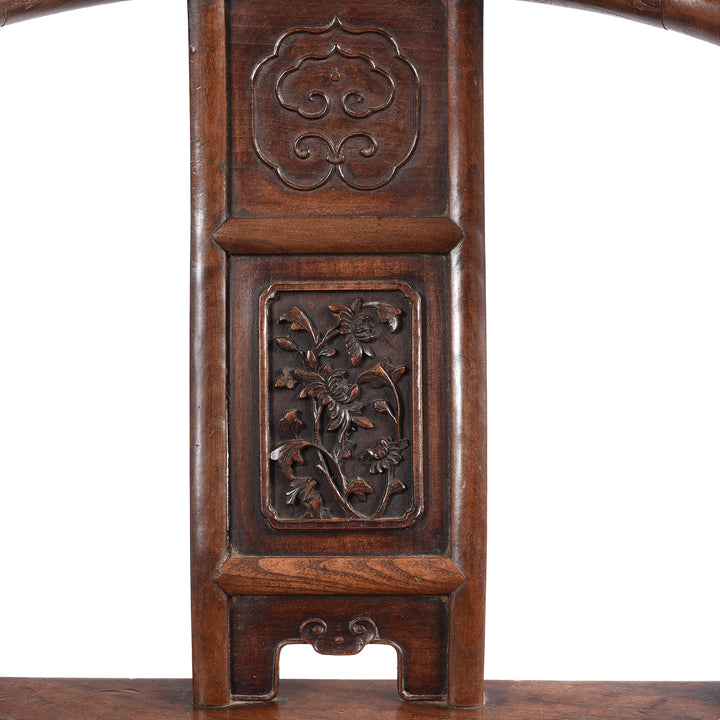 Carving Detail From Chinese Elm Horseshoe Chair - Late 19thC | Indigo Antiques