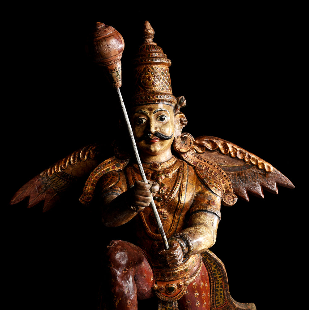 Painted South Indian Figure of Garuda - Late 19thC | Indigo Antiques