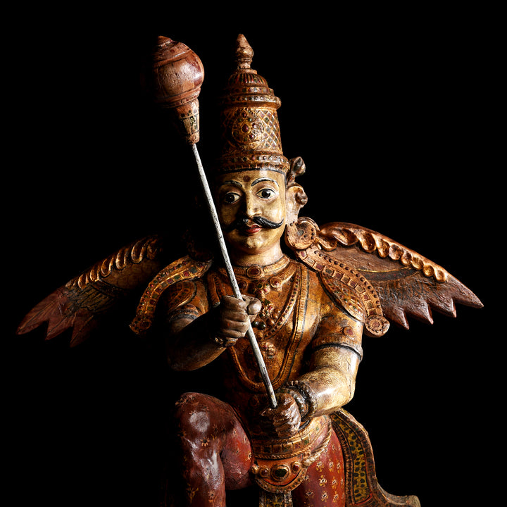 Painted South Indian Figure of Garuda - Late 19thC | Indigo Antiques