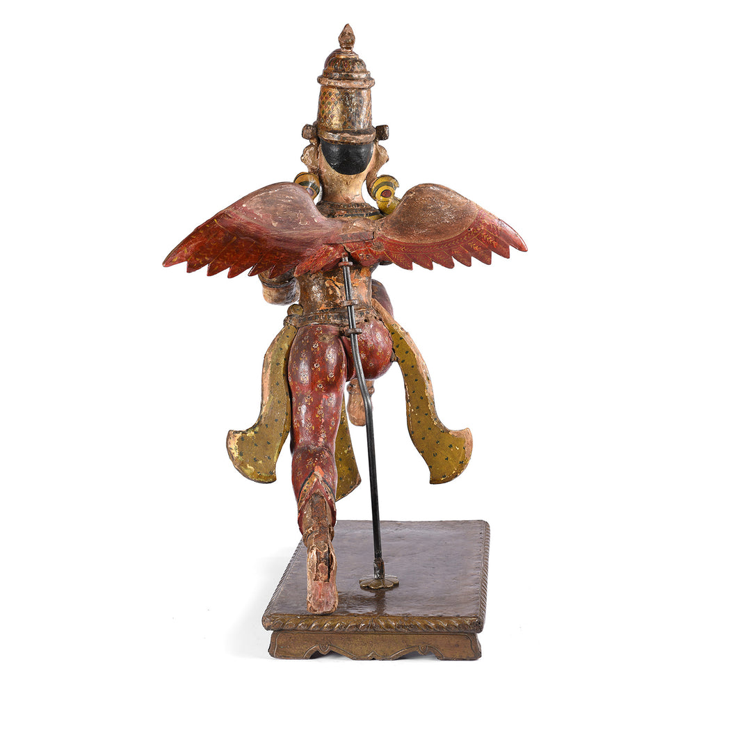 Back View Of Painted South Indian Figure of Garuda - Late 19thC | Indigo Antiques