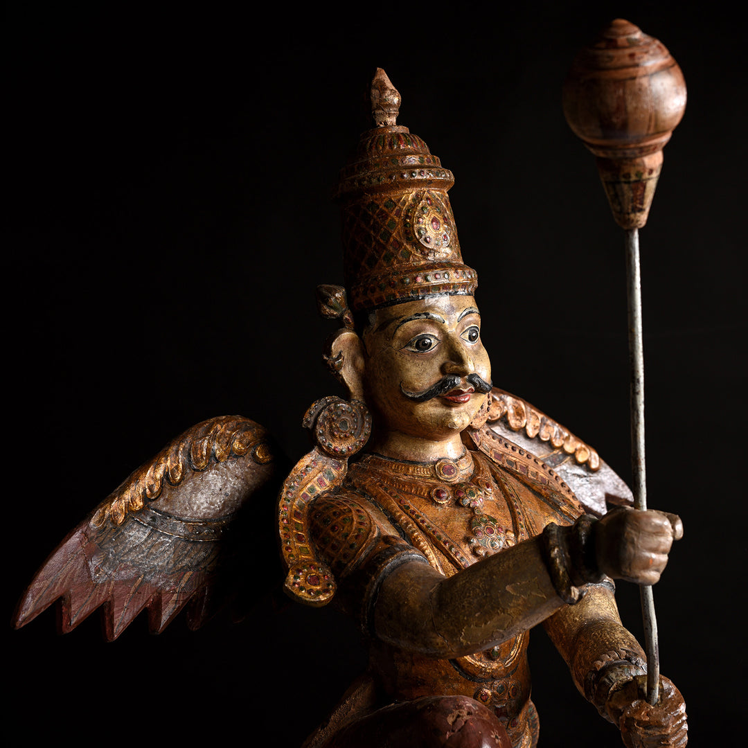 Painted South Indian Figure of Garuda - Late 19thC | Indigo Antiques
