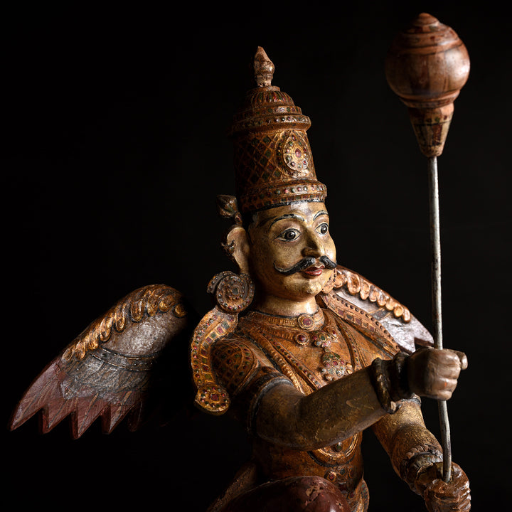 Painted South Indian Figure of Garuda - Late 19thC | Indigo Antiques