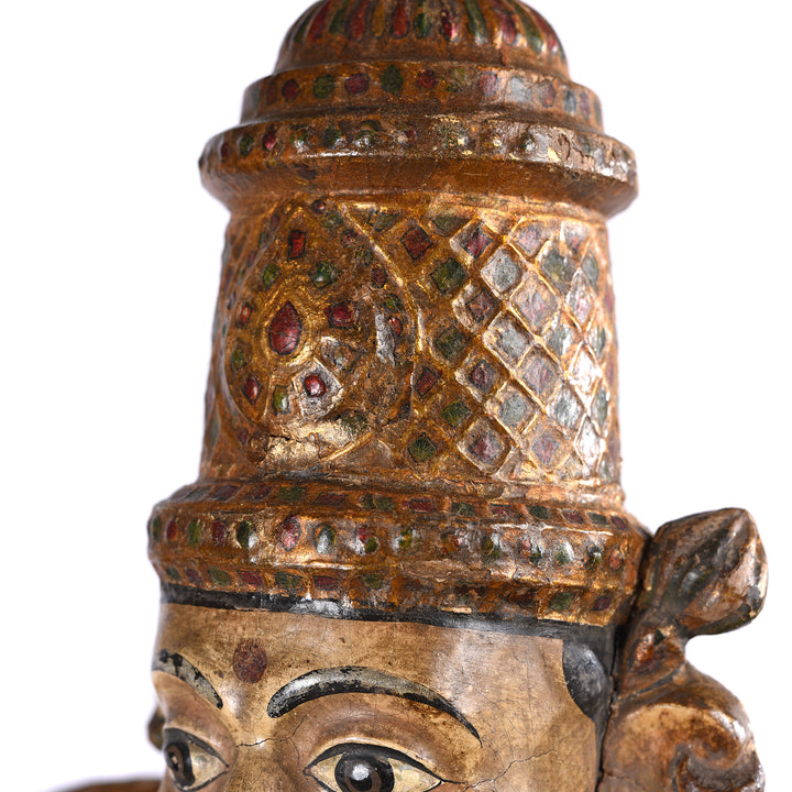 Hat Detail From Painted South Indian Figure of Garuda - Late 19thC | Indigo Antiques