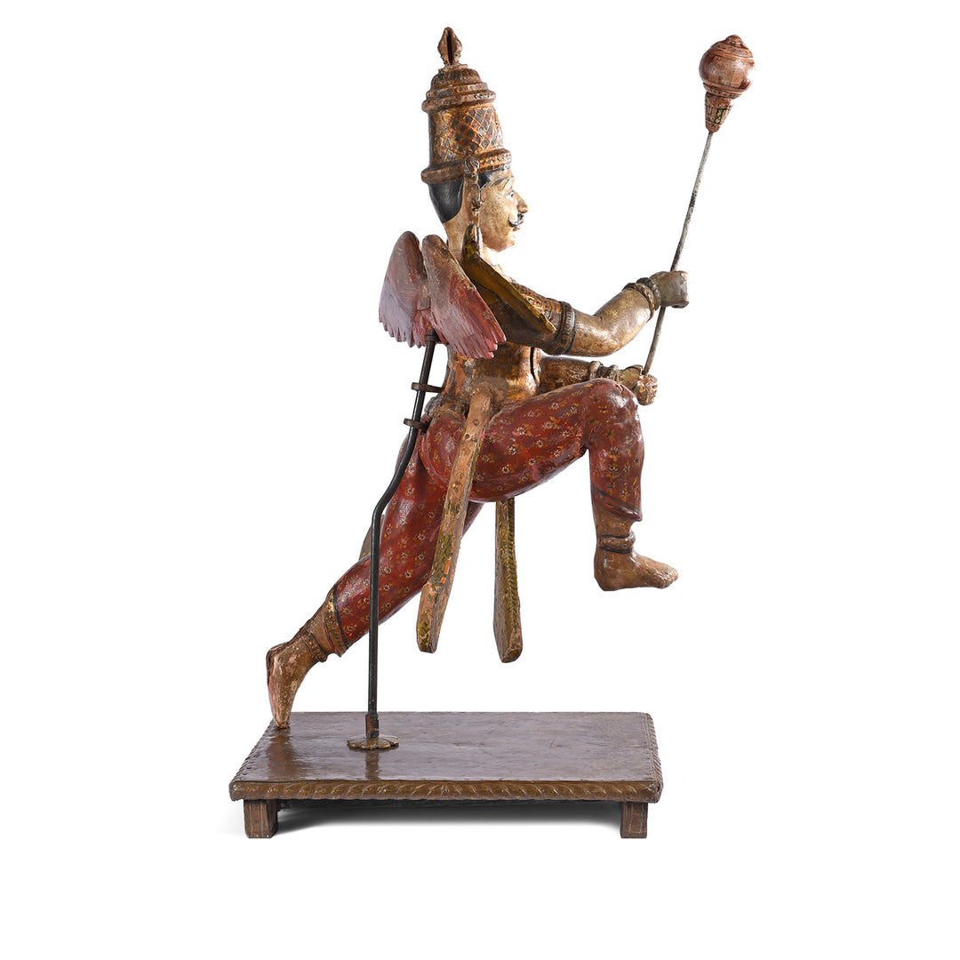 Side View Of Painted South Indian Figure of Garuda - Late 19thC | Indigo Antiques