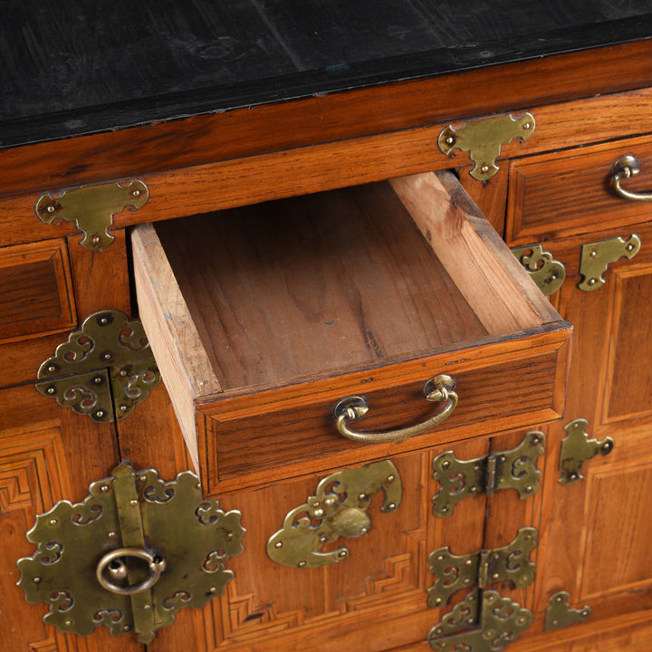 Open Drawer View From Korean Ich Ung Jang Cabinet - Elm & Cryptomeria - Late 19thC | Indigo Antiques
