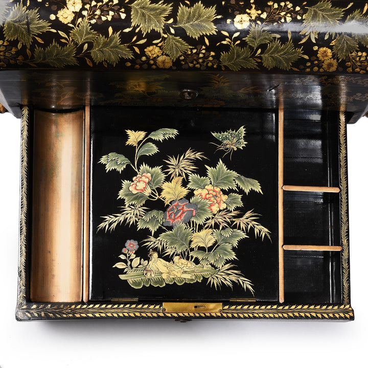 Drawer Detail From Chinoiserie Lacquer Sewing Box - Qing Dynasty Early 19thC | Indigo Antiques 