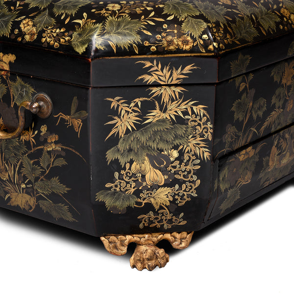Canton Export Lacquer Sewing Box - Qing Dynasty Early 19thC
