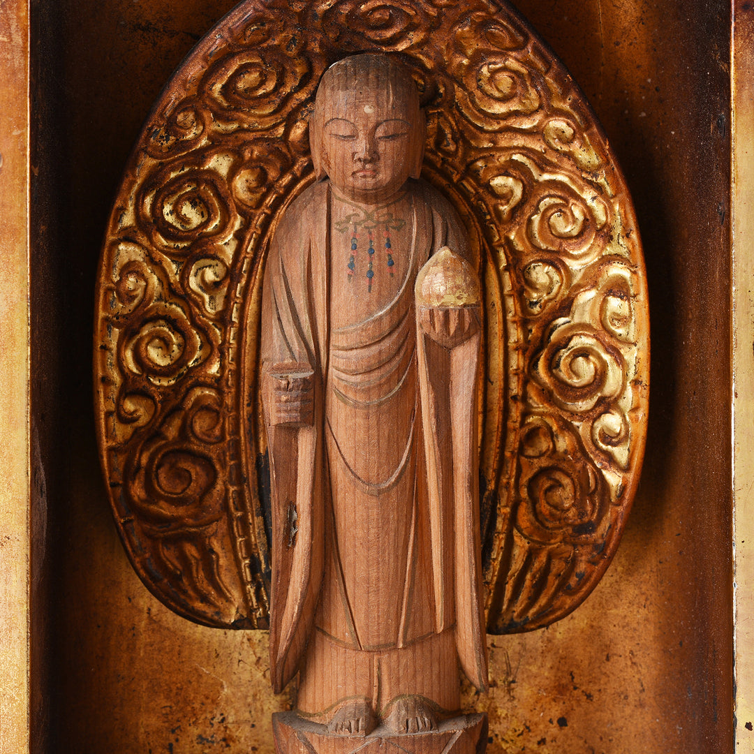 Buddha Detail From Antique Japanese Lacquer Zushi Buddha Shrine - Meiji Period (1868-1912) | Indigo Antiques