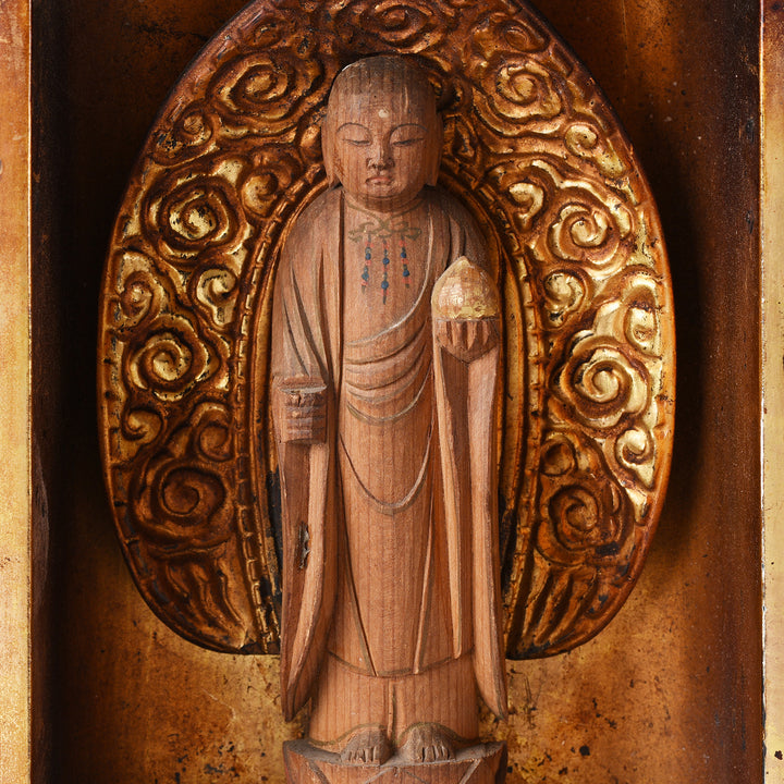 Buddha Detail From Antique Japanese Lacquer Zushi Buddha Shrine - Meiji Period (1868-1912) | Indigo Antiques