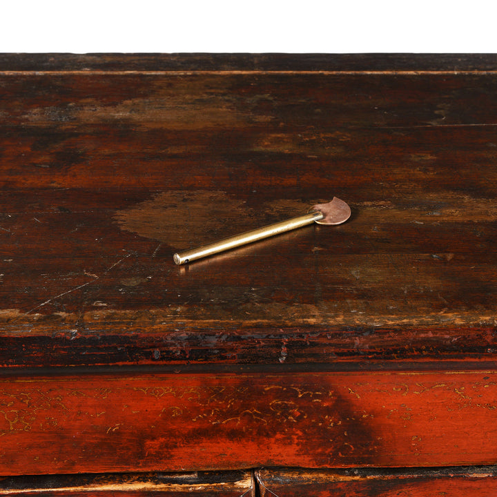 Locking pin Detail From Chinese Walnut Gilt Red Lacquer Cabinet From Gansu - 19thC | Indigo Antiques