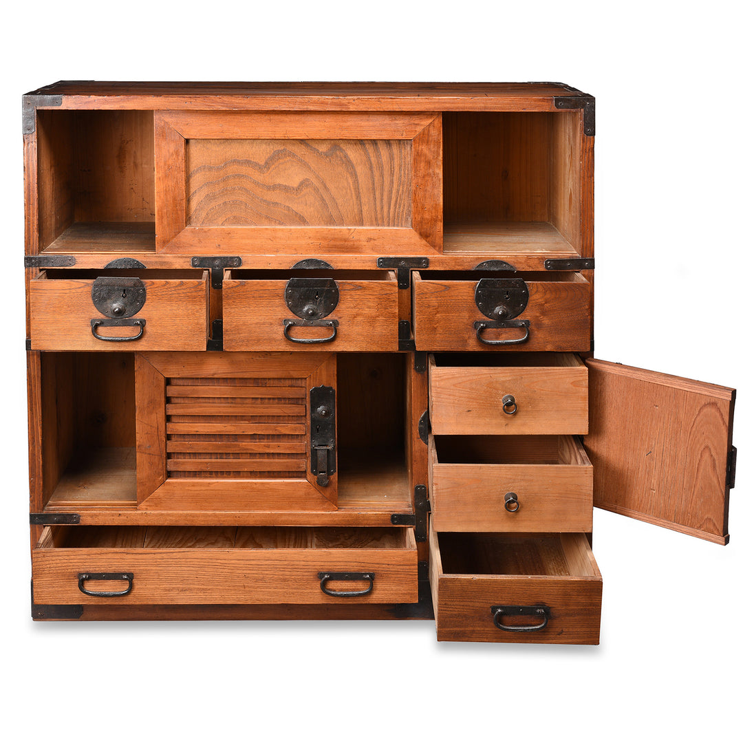 Open Doors View Of Japanese Choba Dansu  - Meiji Period | Indigo Antiques