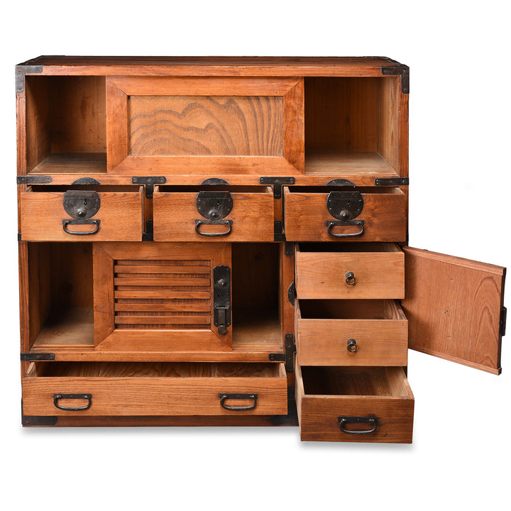 Open Doors View Of Japanese Choba Dansu  - Meiji Period | Indigo Antiques