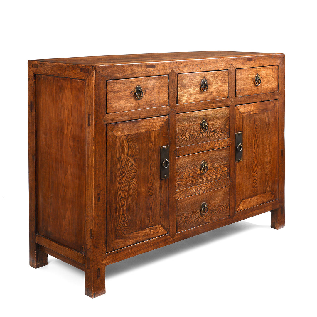 Angled View Of Chinese Elm & Poplar Sideboard - 19thC | Indigo Antiques