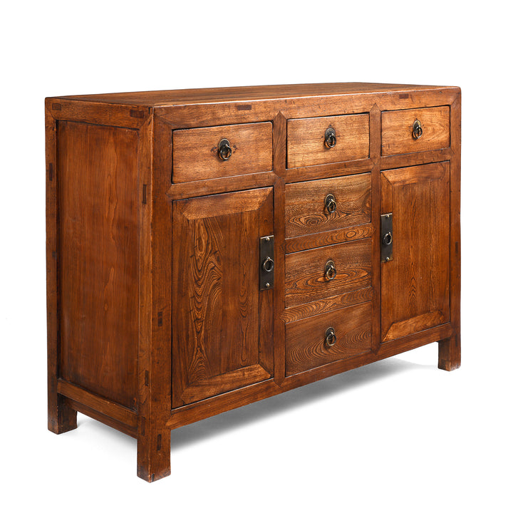 Angled View Of Chinese Elm & Poplar Sideboard - 19thC | Indigo Antiques