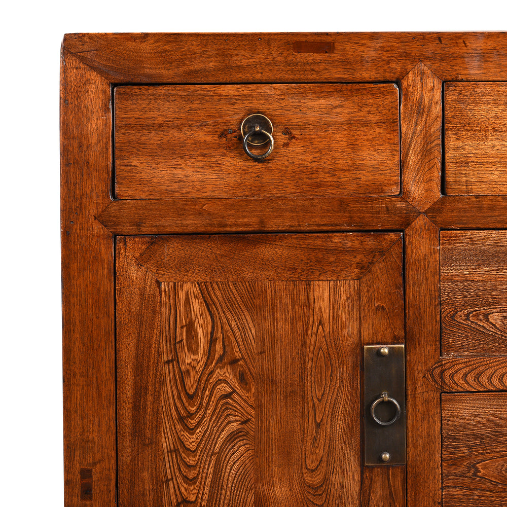 Corner Detail From Chinese Elm & Poplar Sideboard - 19thC | Indigo Antiques