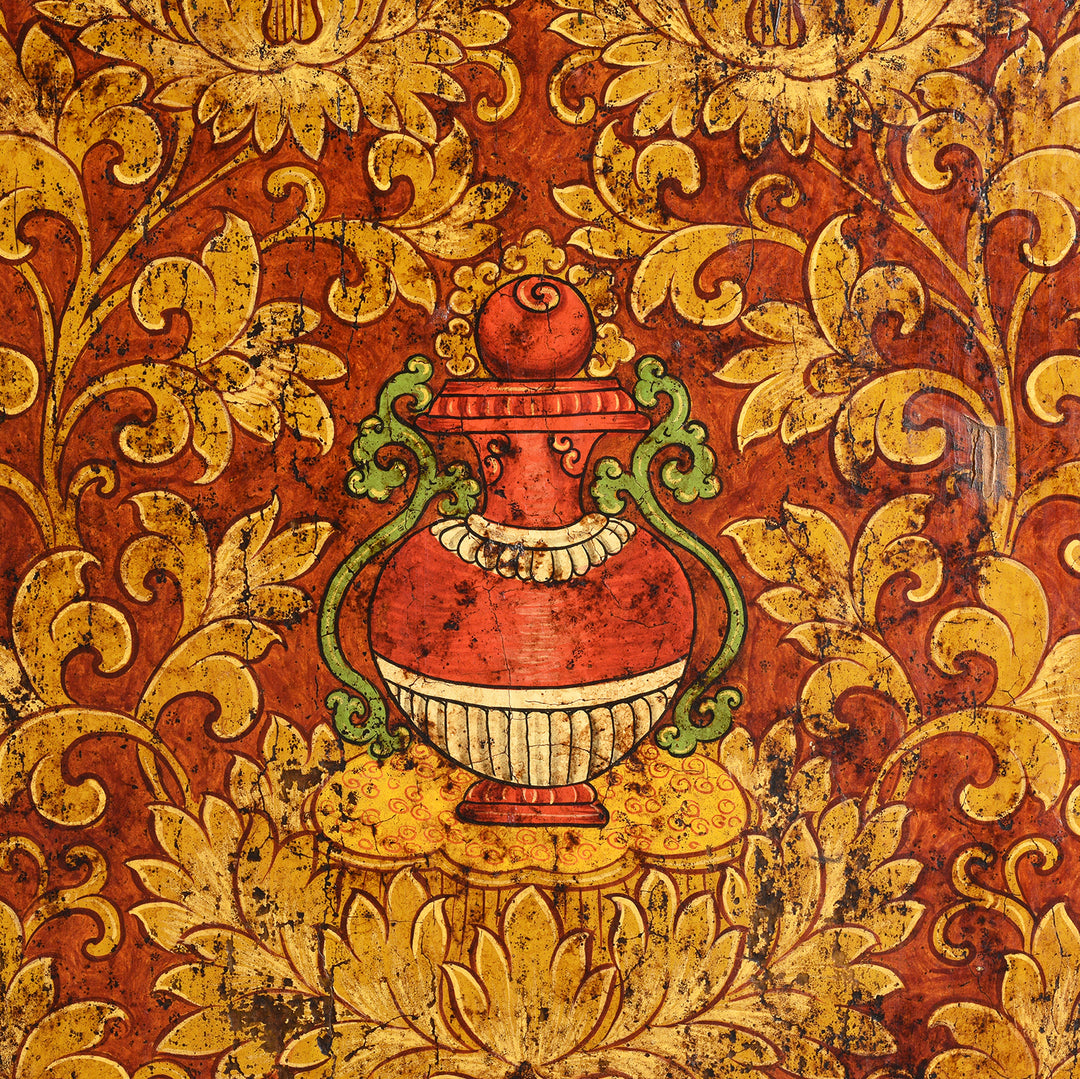 Detail From Painted Reproduction Tall Tibetan Cabinet | Indigo Antiques