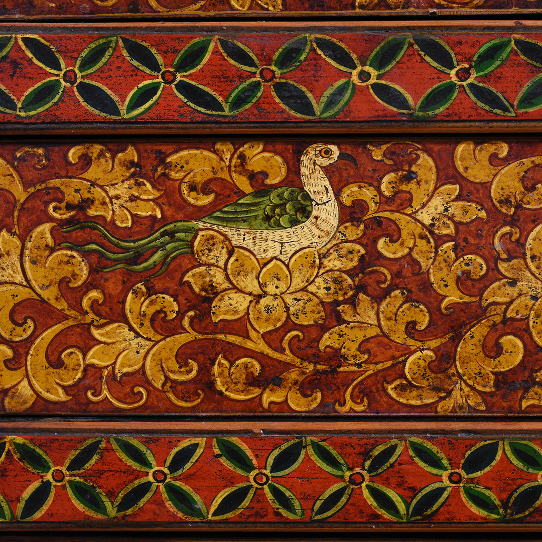 Detail From Painted Reproduction Tall Tibetan Cabinet | Indigo Antiques