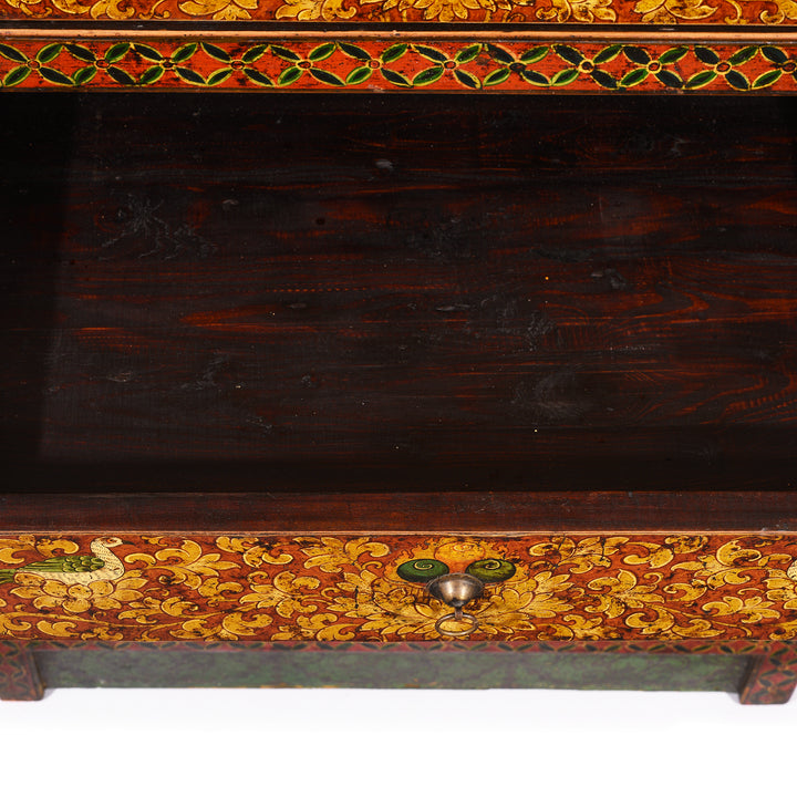 Drawer Interior Of Painted Reproduction Tall Tibetan Cabinet | Indigo Antiques