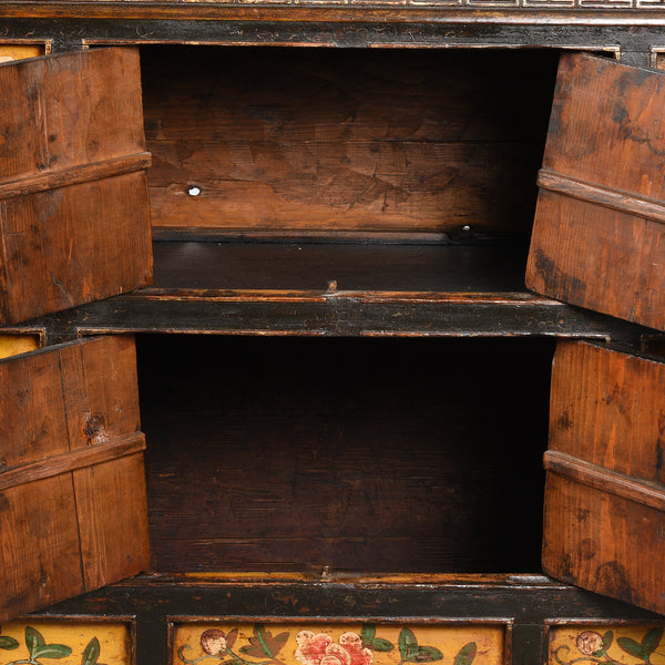 Painted Tibetan Cabinet With Original Paint - 19thC