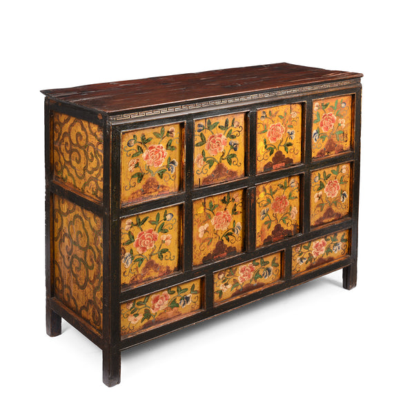Painted Tibetan Cabinet With Original Paint - 19thC