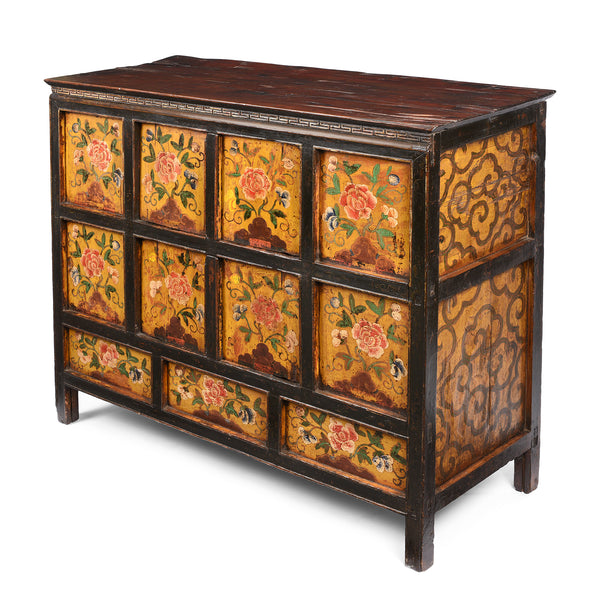 Painted Tibetan Cabinet With Original Paint - 19thC