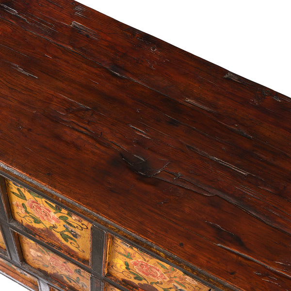 Painted Tibetan Cabinet With Original Paint - 19thC