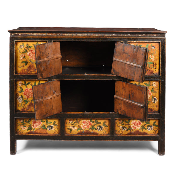 Painted Tibetan Cabinet With Original Paint - 19thC