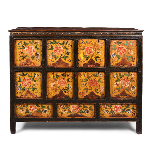 Painted Tibetan Cabinet With Original Paint - 19thC