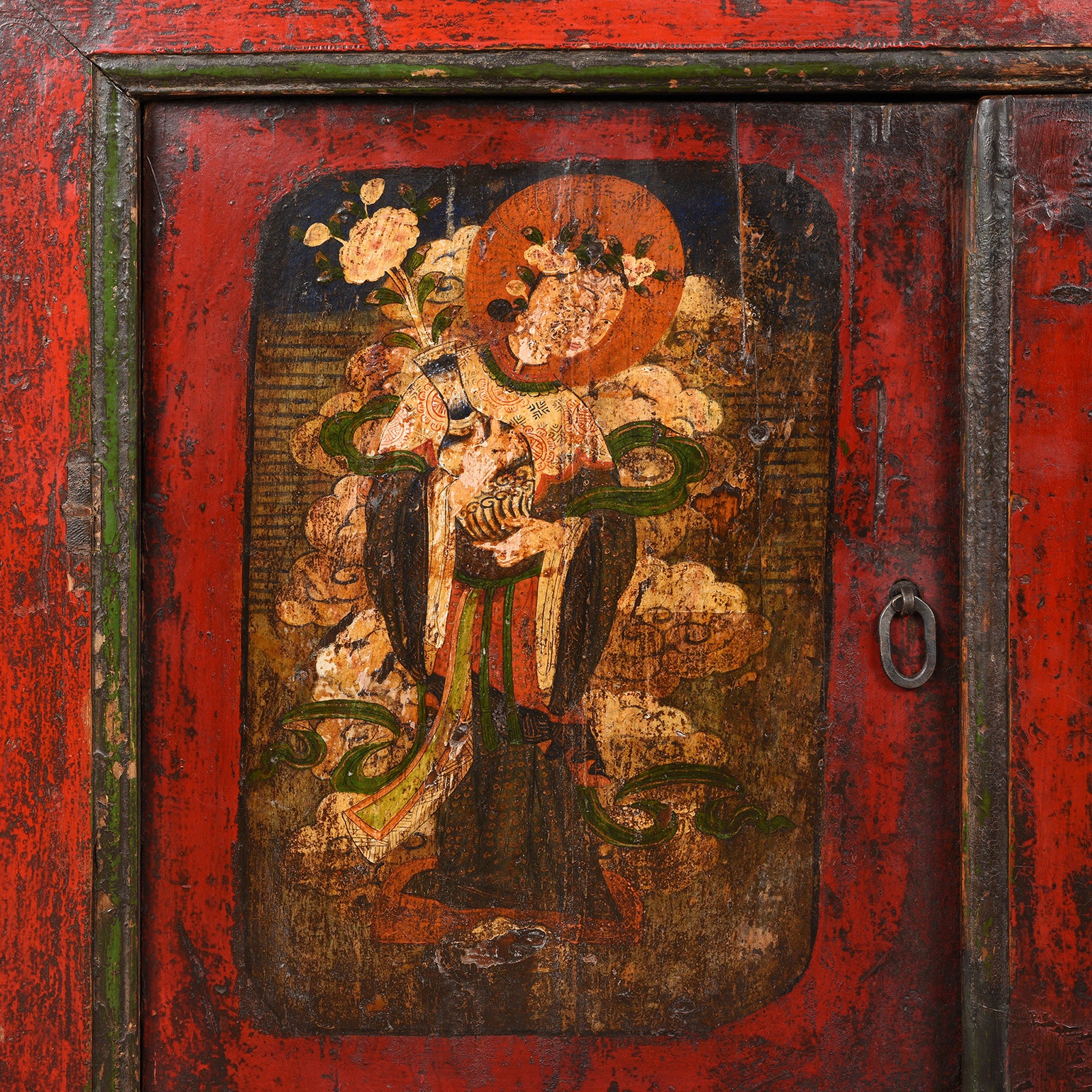 Painted Tibetan Pegam Side Cabinet - Early 19thC | Indigo Antiques